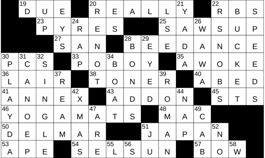 Wasabi Product Crossword