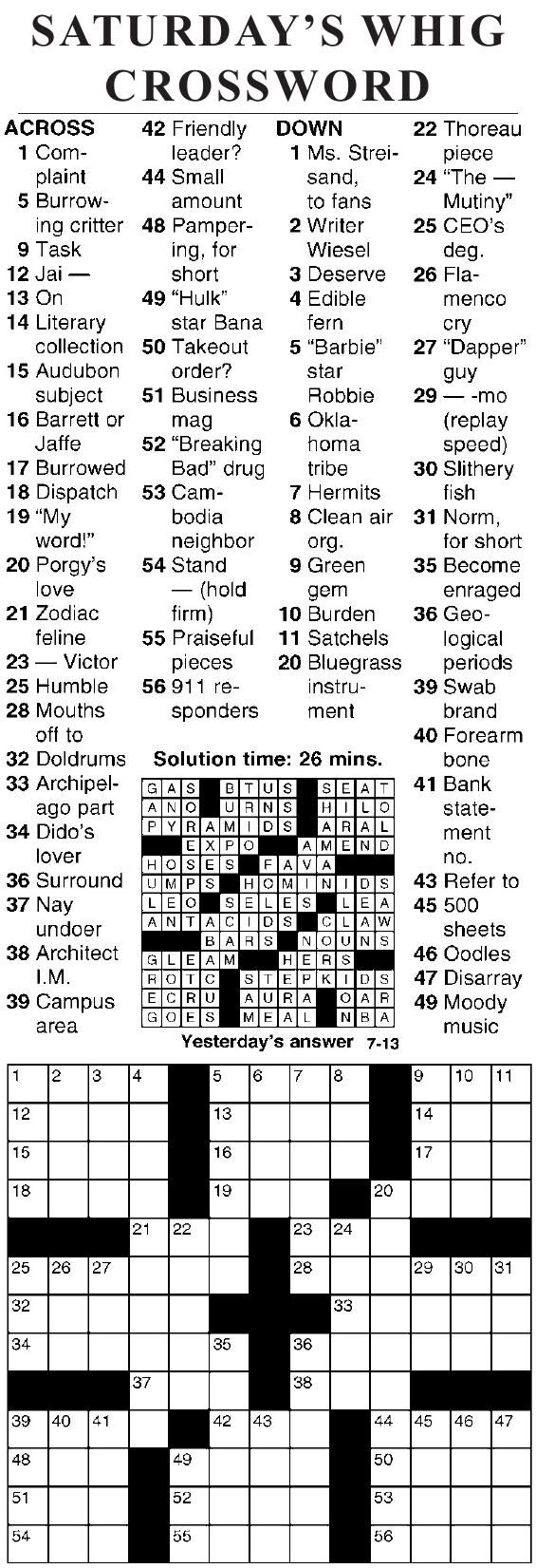 0713 Crossword Crosswords Cecildaily 0713 Crossword Crosswords Cecildaily