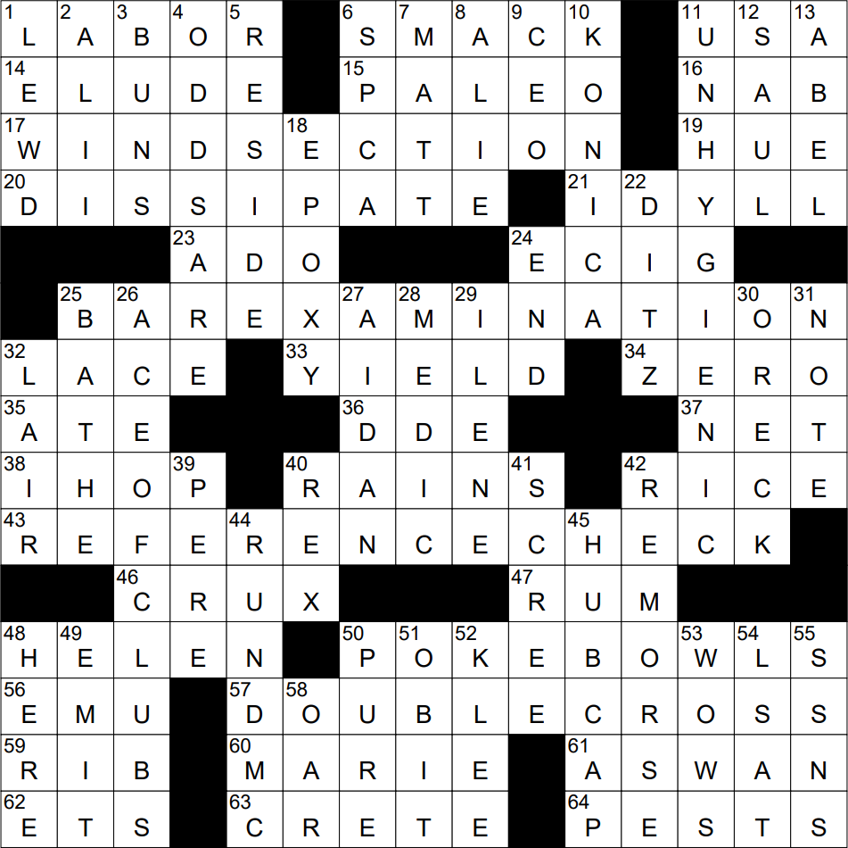 0905 22 NY Times Crossword 5 Sep 22 Monday NYXCrossword