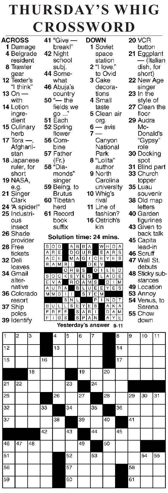 0911 Crossword Crosswords Cecildaily 0911 Crossword Crosswords Cecildaily