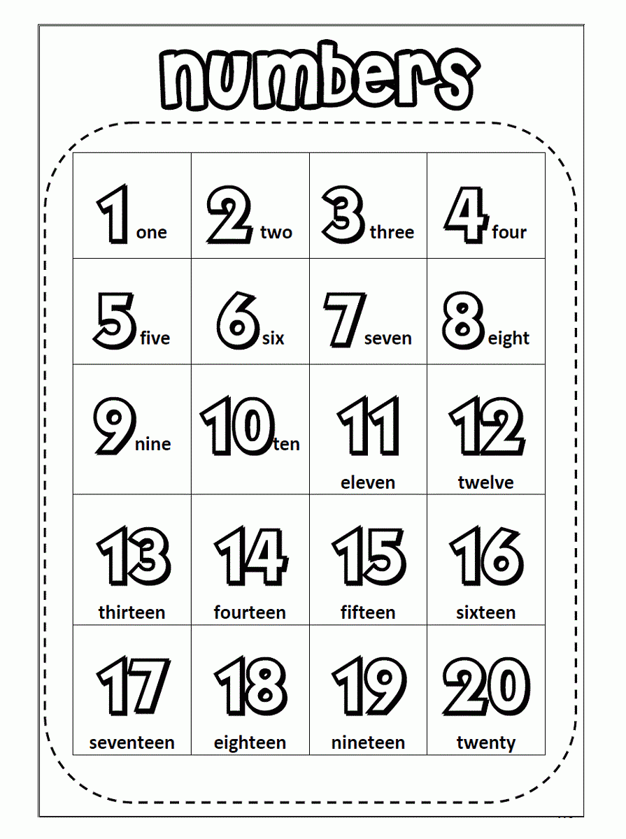 1 20 Number Chart For Preschool Activity Shelter 1 20 Number Chart For Preschool Activity Shelter