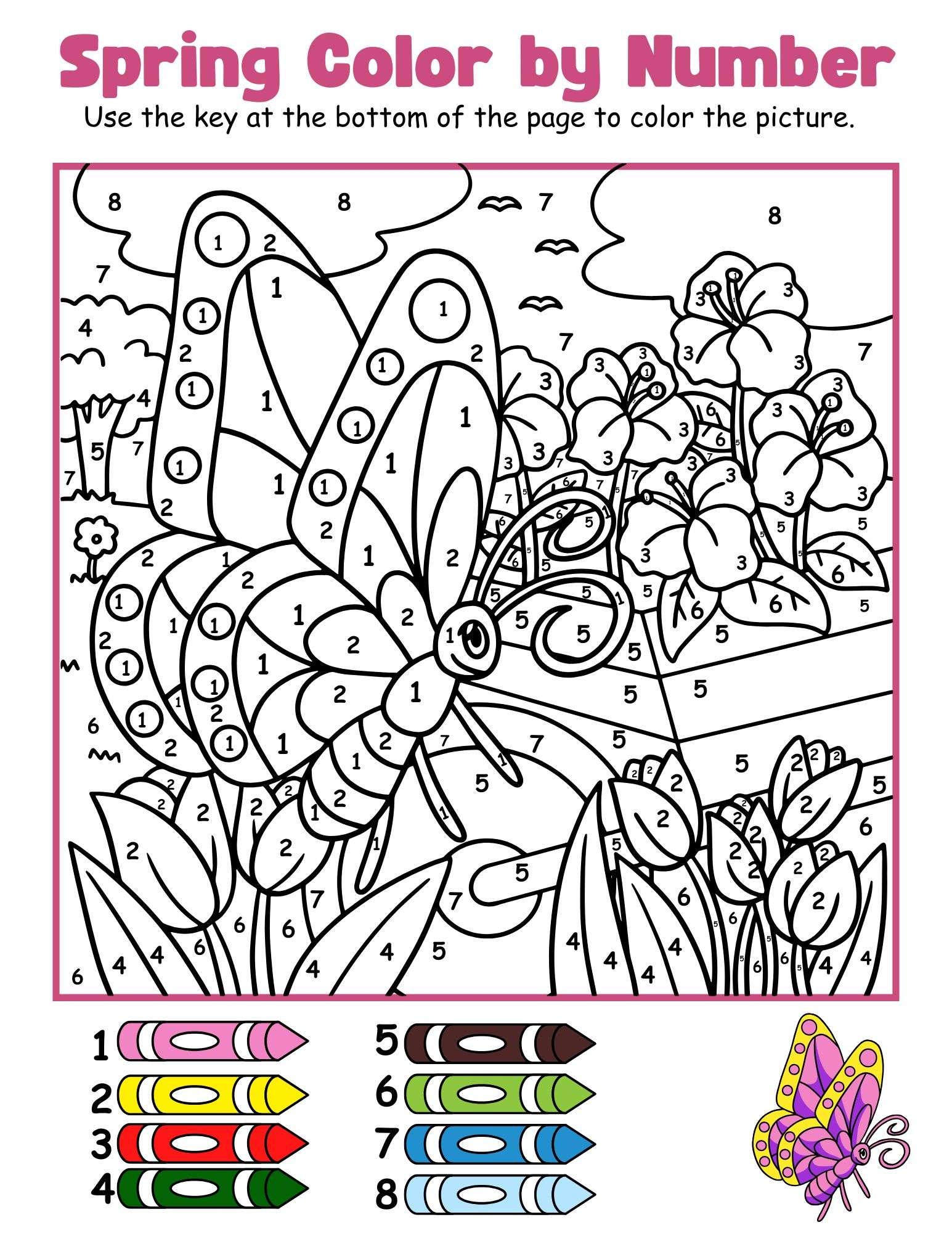 spring color by number spring color by number