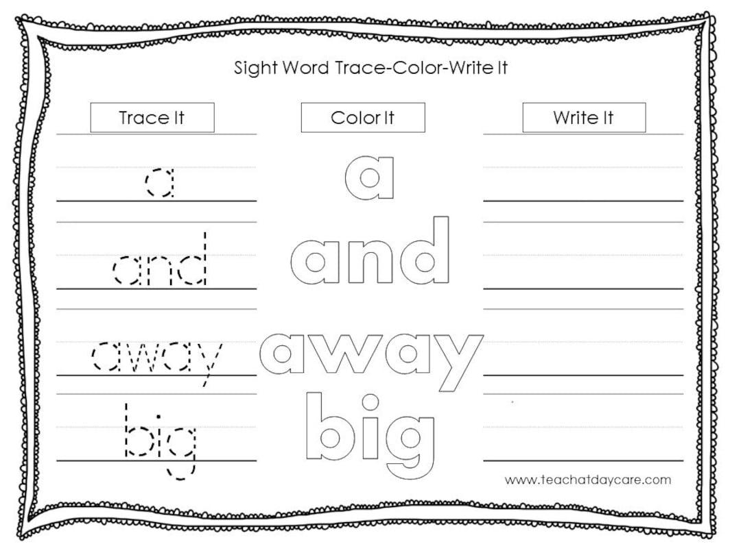 10 Printable Dolch Pre primer Sight Words Trace It Color It Write It Worksheets Preschool prek Handwriting And Spelling Activity Etsy 10 Printable Dolch Pre primer Sight Words Trace It Color It Write It Worksheets Preschool prek Handwriting And Spelling Activity Etsy