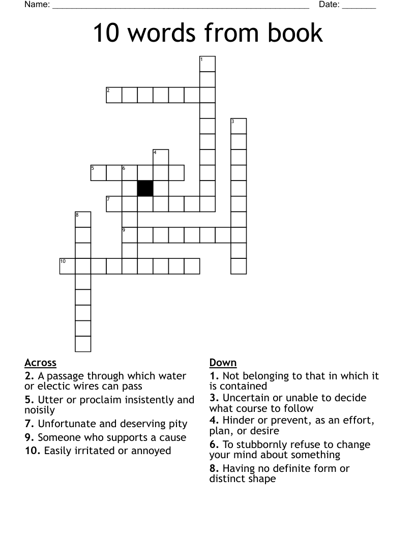 10 Words From Book Crossword WordMint 10 Words From Book Crossword WordMint