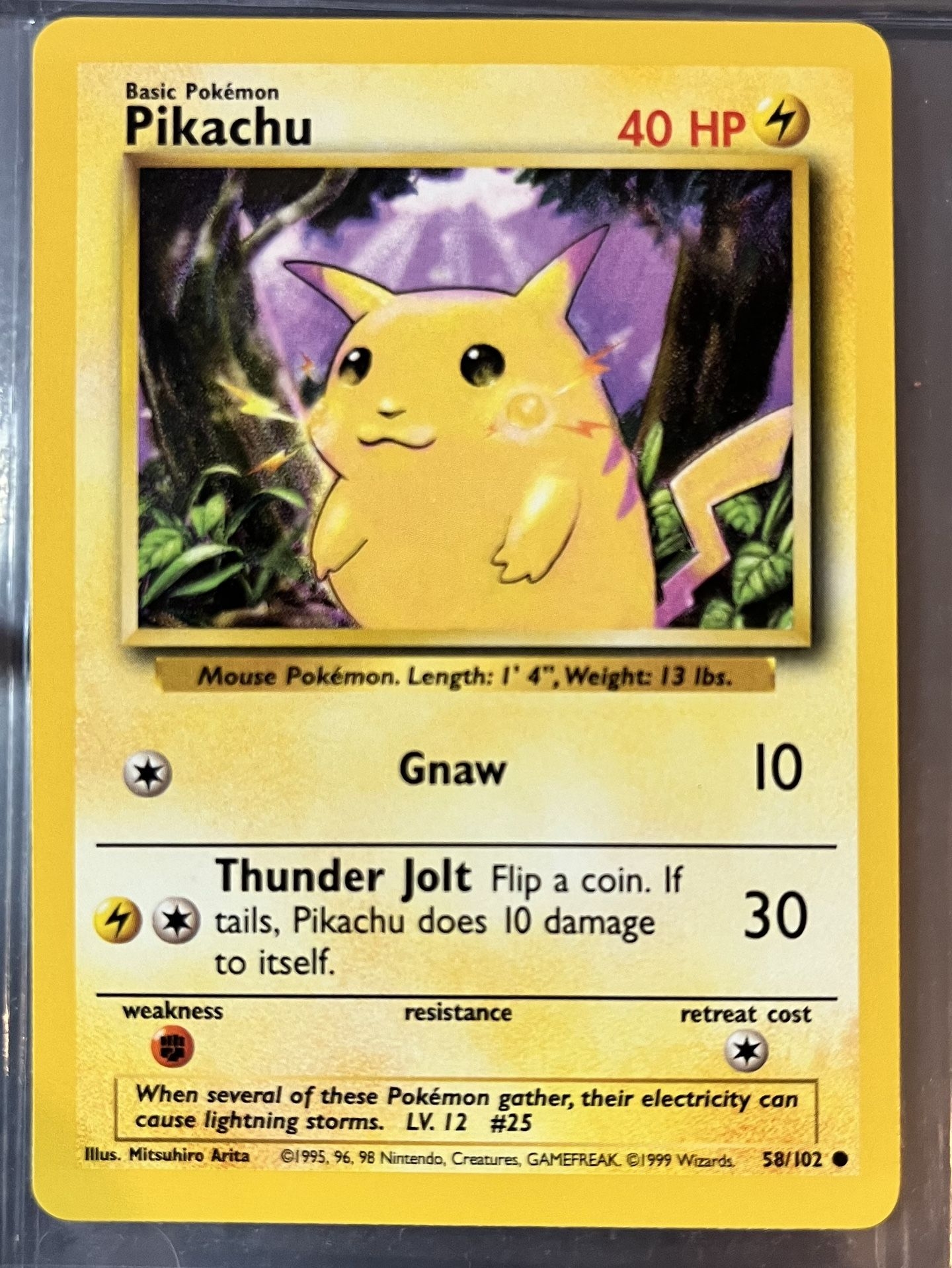 1999 Pikachu Yellow Cheeks TCG 58 102 Mint 1999 Pikachu Yellow Cheeks TCG 58 102 Mint