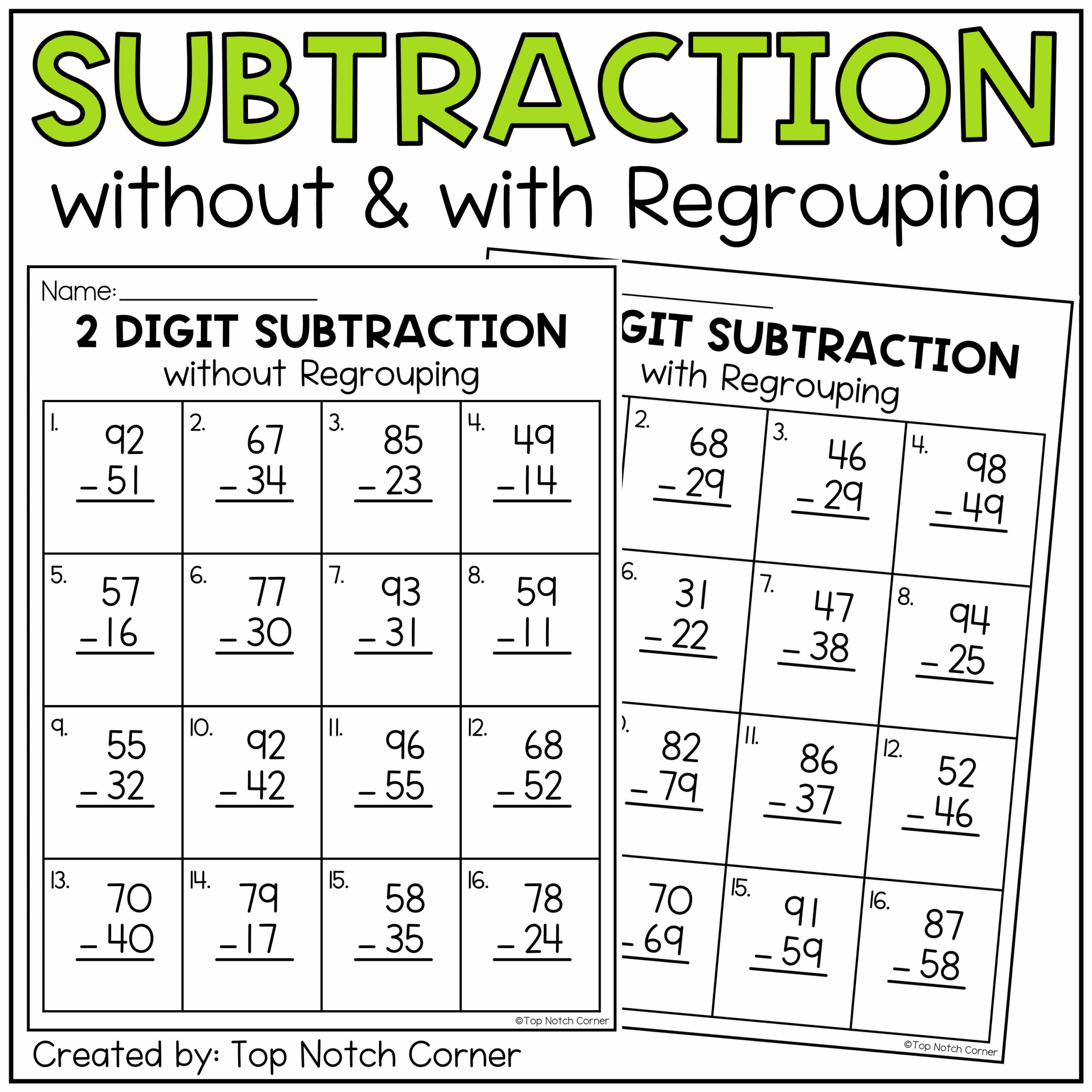 double digit subtraction no regrouping worksheets double digit subtraction no regrouping worksheets