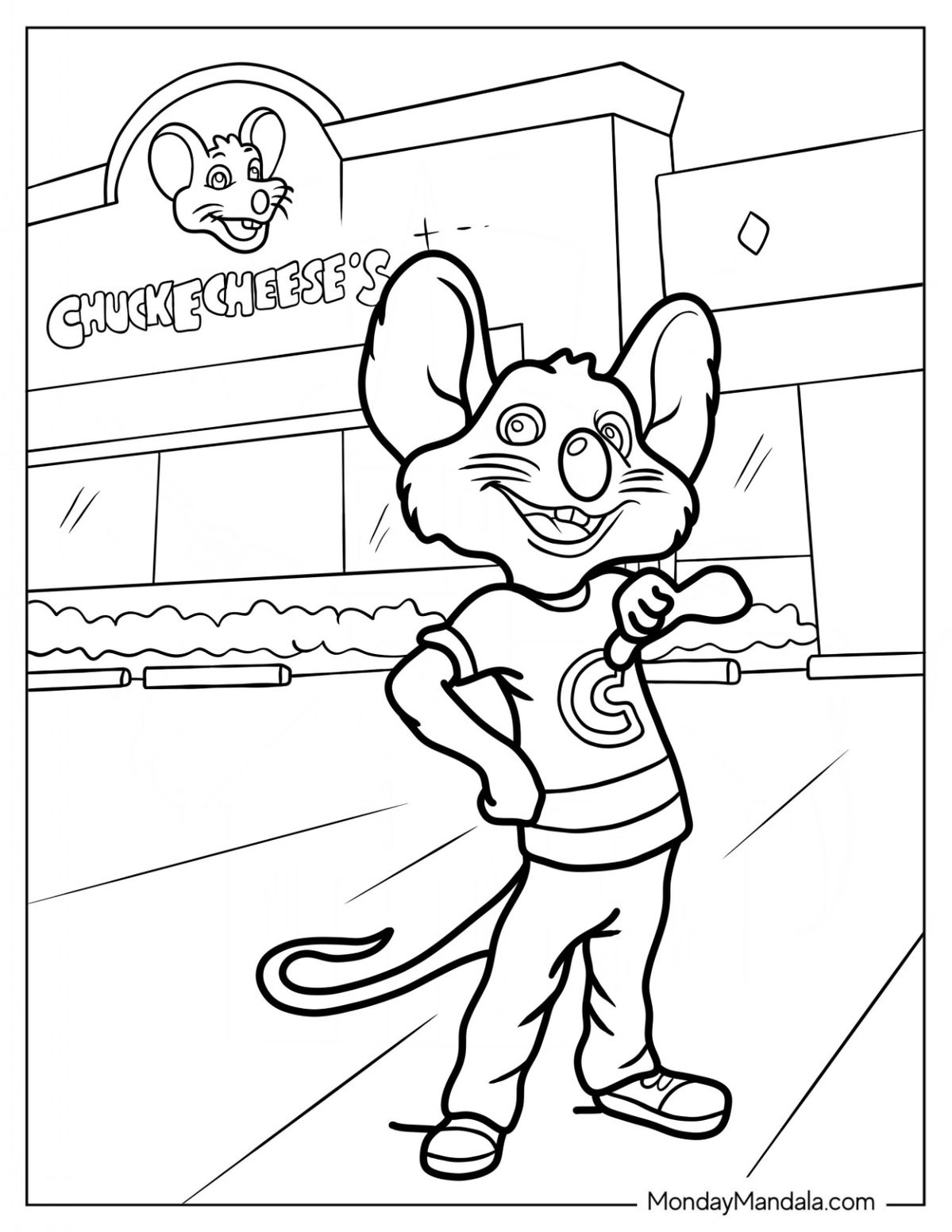 chuck e cheese coloring page chuck e cheese coloring page