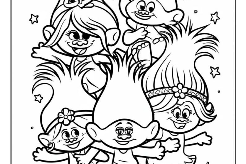 Trolls Movie Colouring Pages