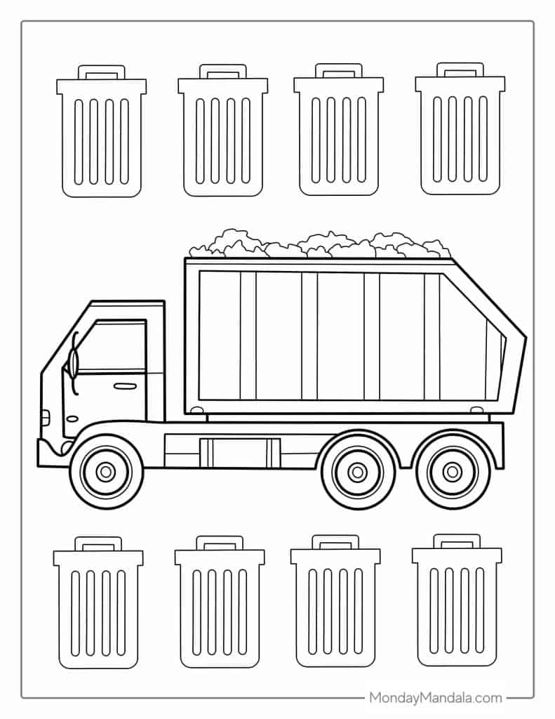bin lorry colouring pages bin lorry colouring pages