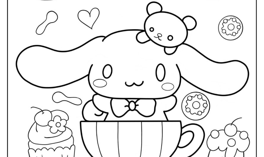Cinnamon Roll Hello Kitty Coloring Page