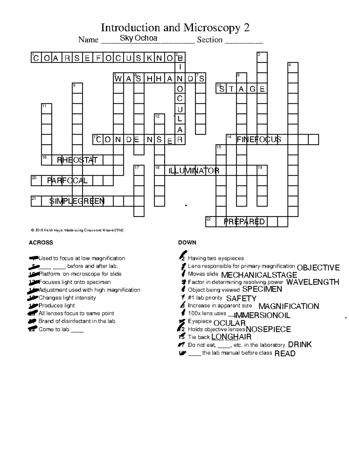 2420 Biology Crossword Puzzles F2020 v Student 2 Studocu