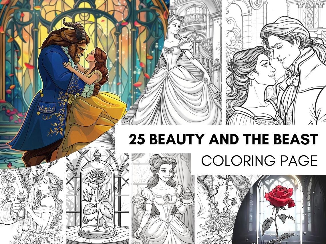 colouring pages beauty and the beast