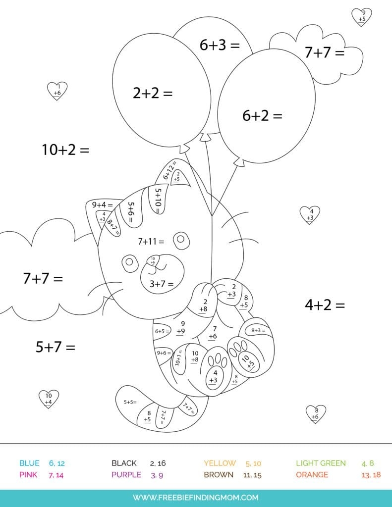 math by numbers color worksheet math by numbers color worksheet
