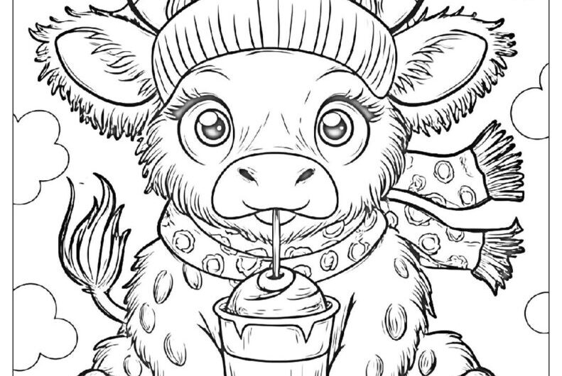 Highland Cow Coloring Page