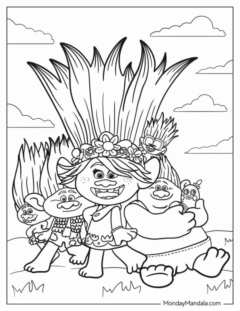 trolls movie colouring pages trolls movie colouring pages