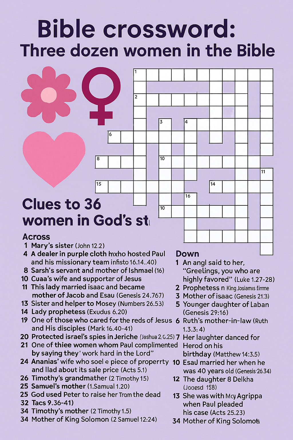 36 Women In The Bible Crossword Puzzle 36 Women In The Bible Crossword Puzzle
