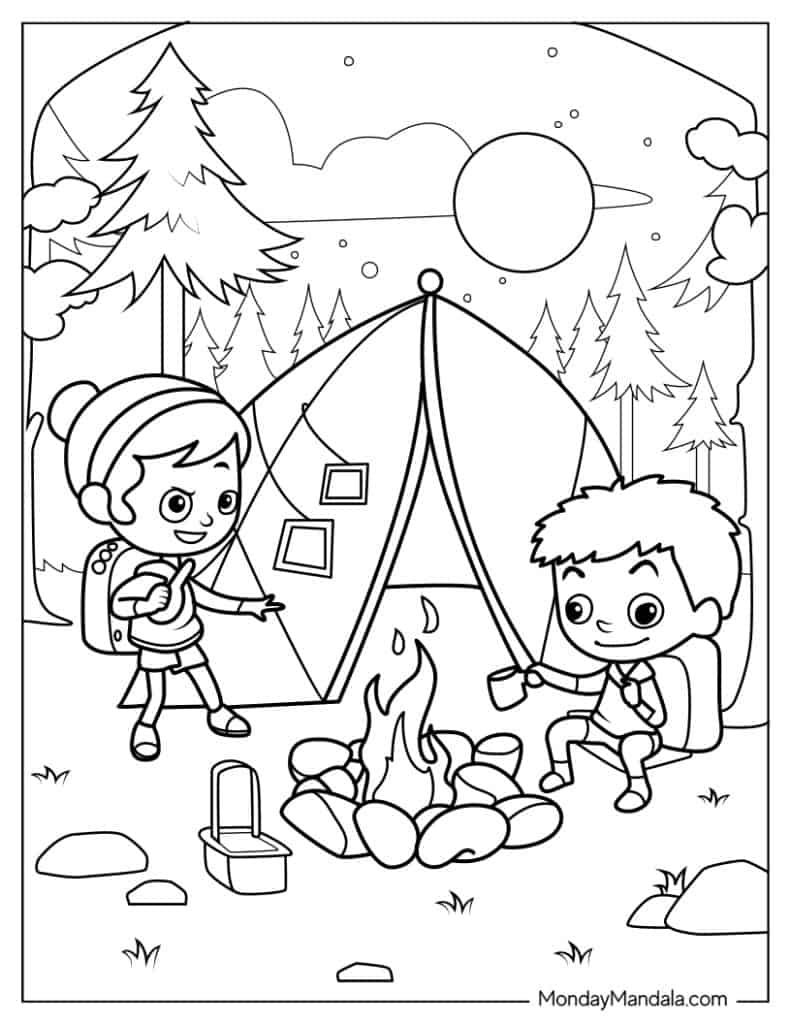coloring pages for camping coloring pages for camping