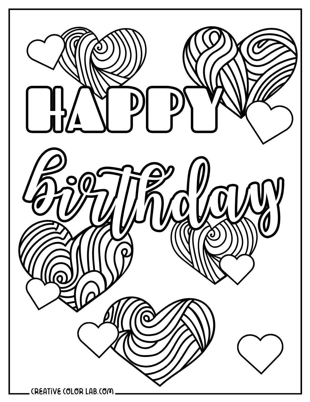 happy birthday printable coloring pages happy birthday printable coloring pages