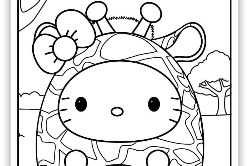 Marshmallow Hello Kitty Coloring Page