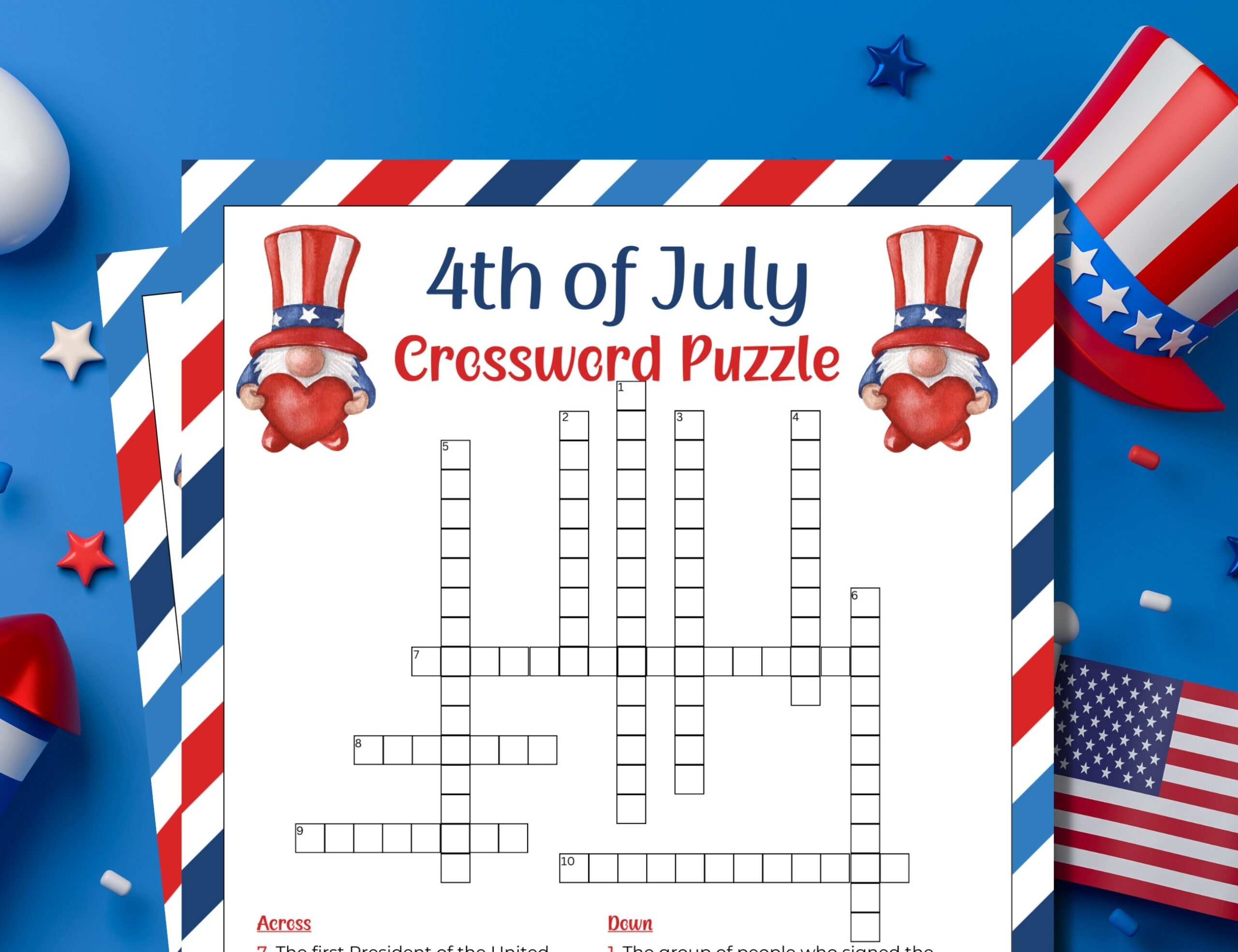 4th Of July Crossword Puzzle 4th Of July Word Puzzle 4th Of July Games Family Games Printable Games Kids Games Independence Day Etsy