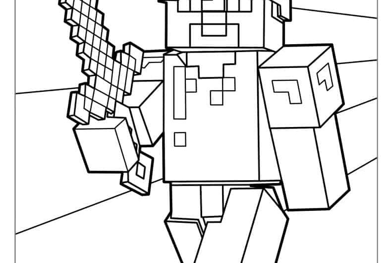 Minecraft Steve Colouring Pages