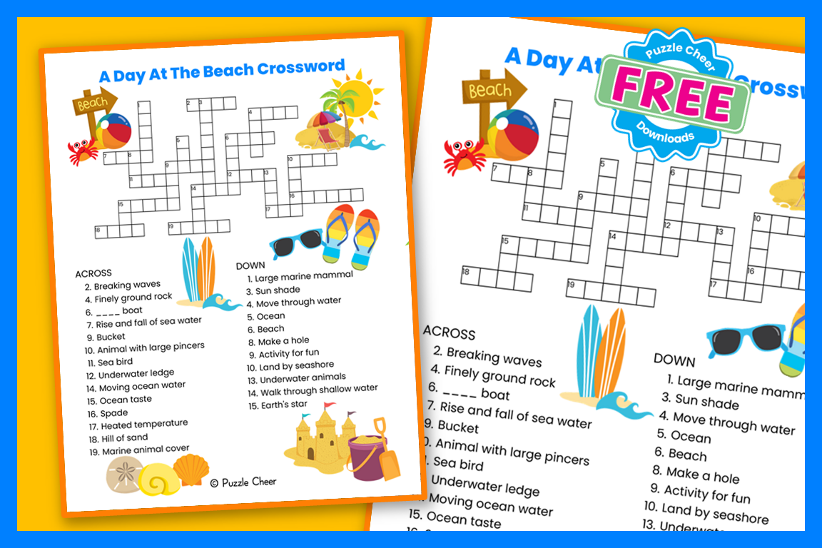 A Day At The Beach Crossword Puzzle Puzzle Cheer A Day At The Beach Crossword Puzzle Puzzle Cheer