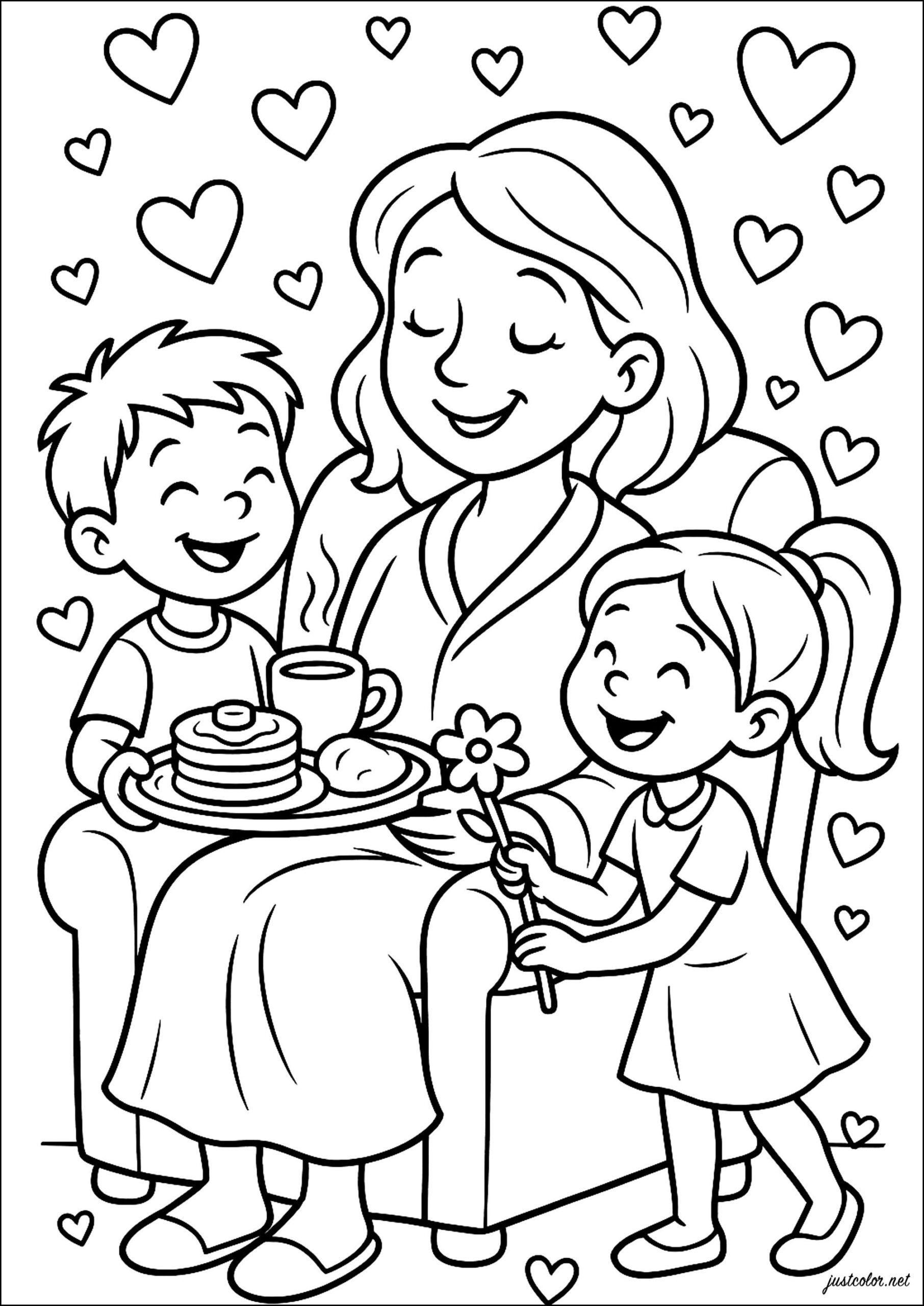 A Happy Family Moment Mother s Day Coloring Pages