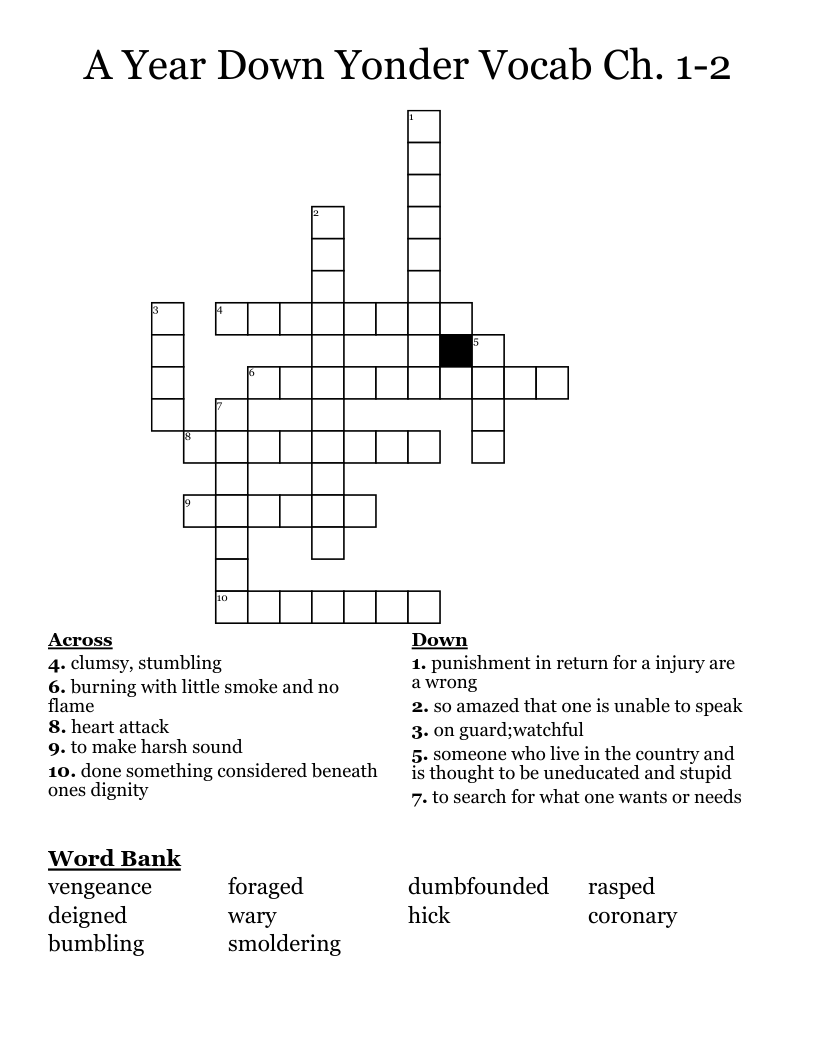A Year Down Yonder Vocab Ch 1 2 Crossword WordMint A Year Down Yonder Vocab Ch 1 2 Crossword WordMint