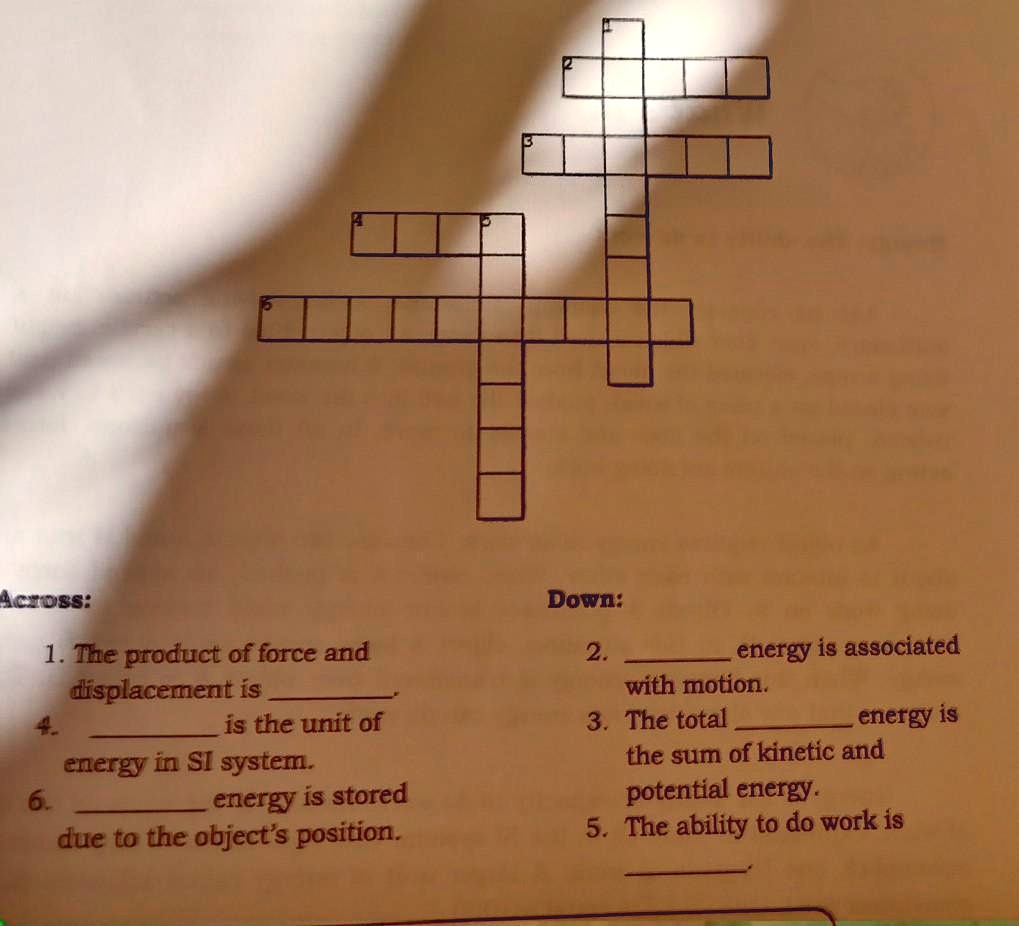 Across 1 The Product Of Force And Displacement Is 4 Is The Unit Of Energy In Across 1 The Product Of Force And Displacement Is 4 Is The Unit Of Energy In