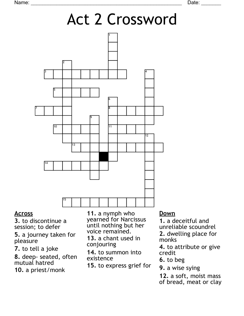 Act 2 Crossword WordMint Act 2 Crossword WordMint