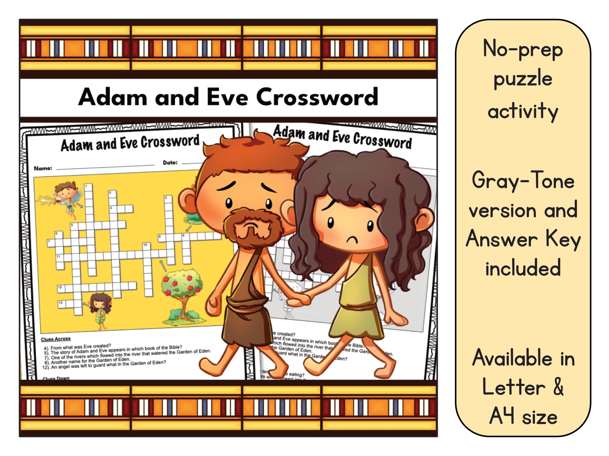 Adam And Eve Crossword Puzzle Printable Made By Teachers Adam And Eve Crossword Puzzle Printable Made By Teachers