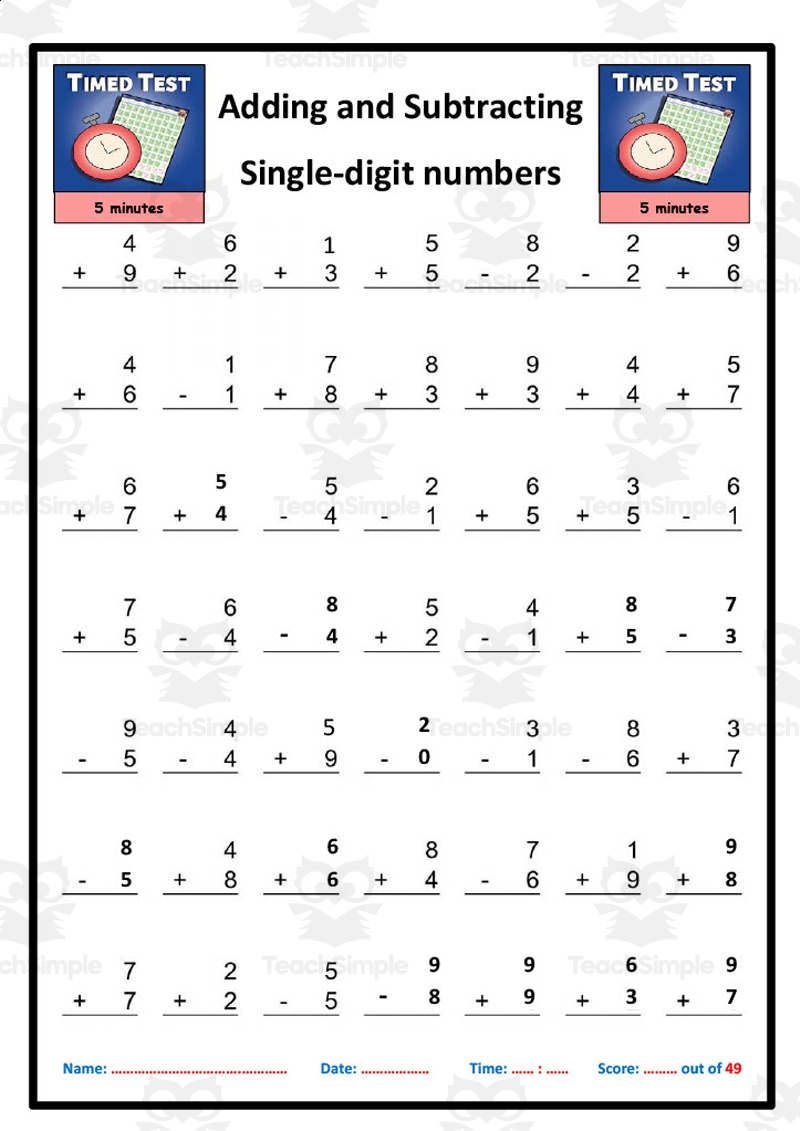 Adding And Subtracting Single Digits By Teach Simple Adding And Subtracting Single Digits By Teach Simple