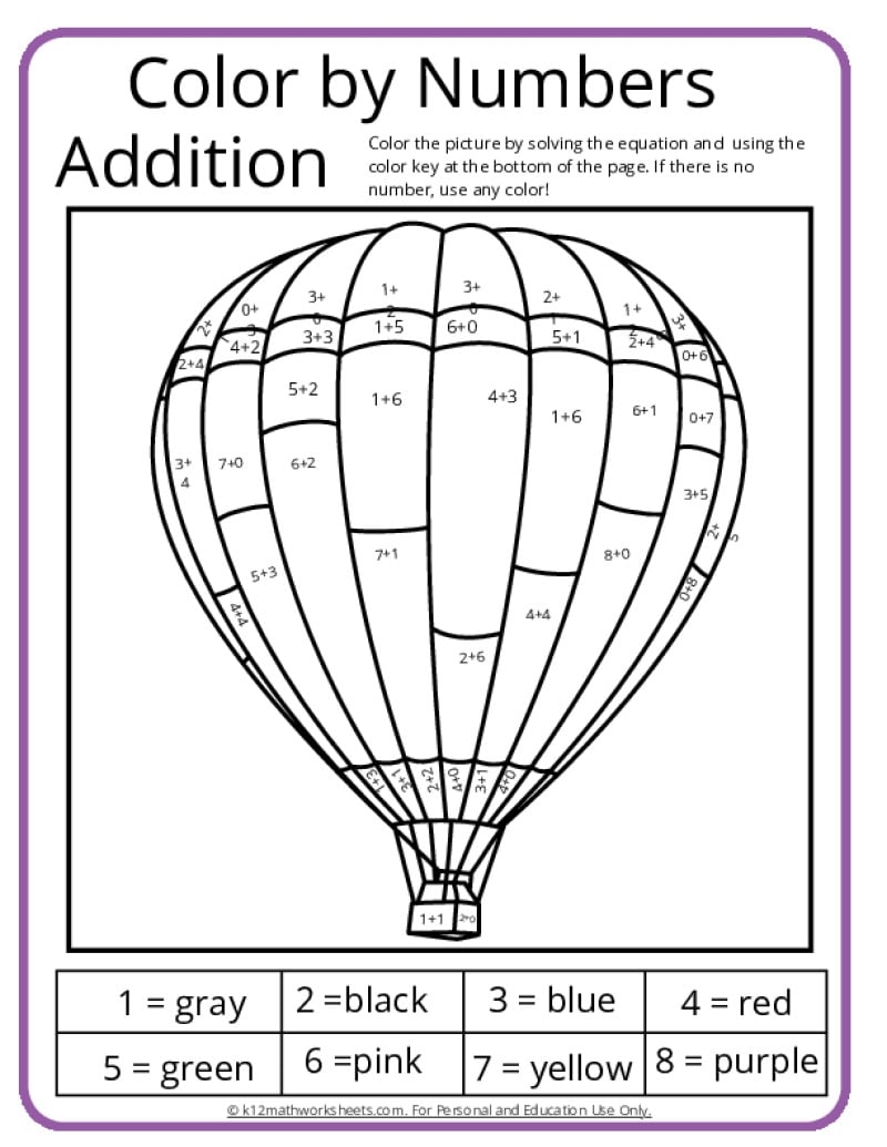 Addition Color By Number Printable Activities Addition Color By Number Printable Activities