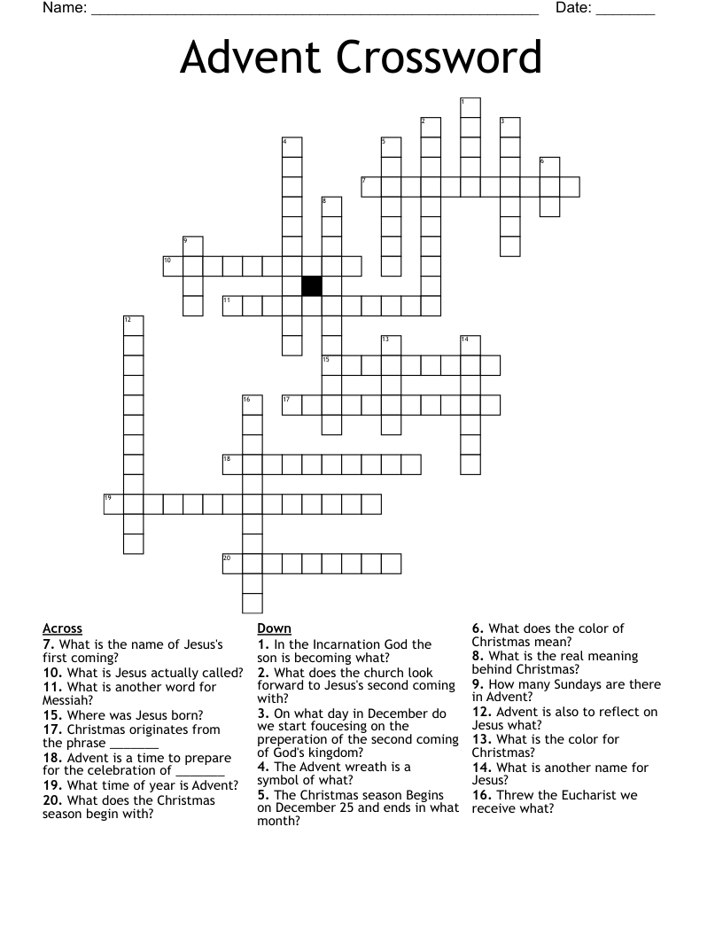 Advent Crossword WordMint Advent Crossword WordMint