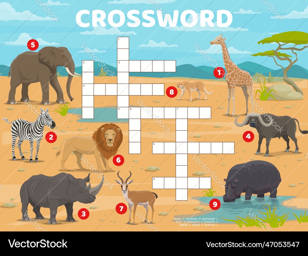 African Animals Crossword Puzzle Royalty Free Vector Image African Animals Crossword Puzzle Royalty Free Vector Image