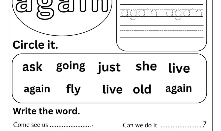 Sight Words Worksheets For Kindergarten