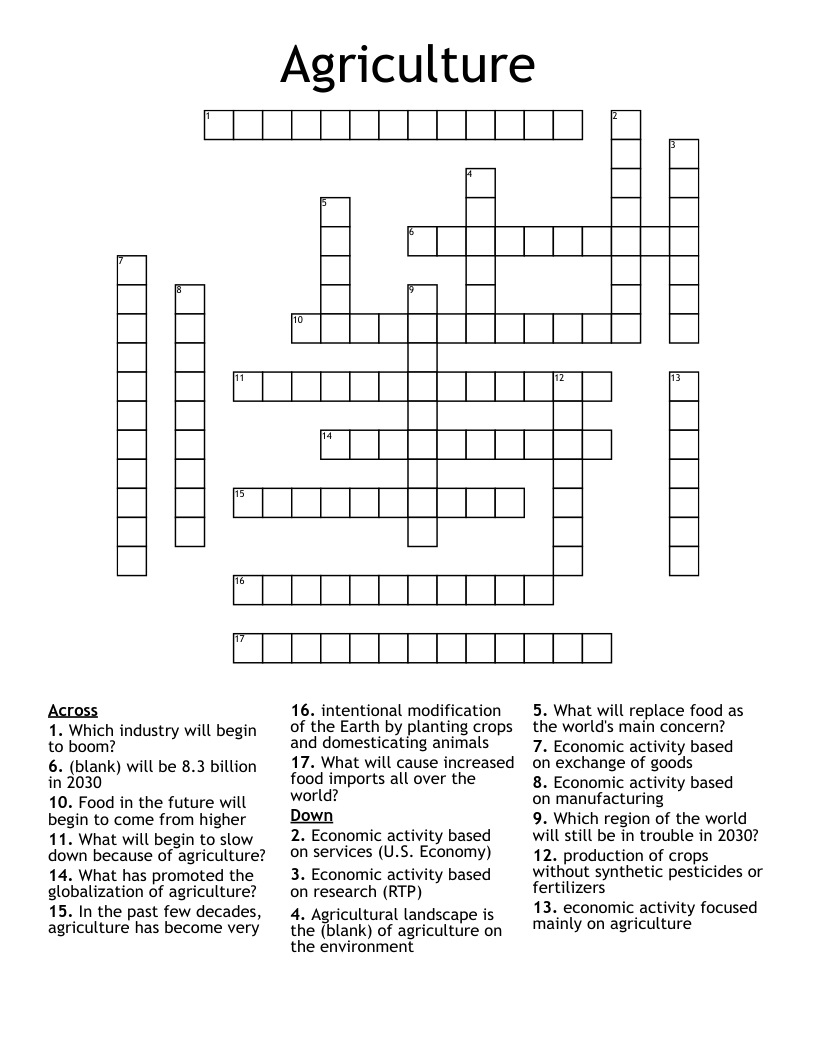 Agriculture Crossword WordMint Agriculture Crossword WordMint