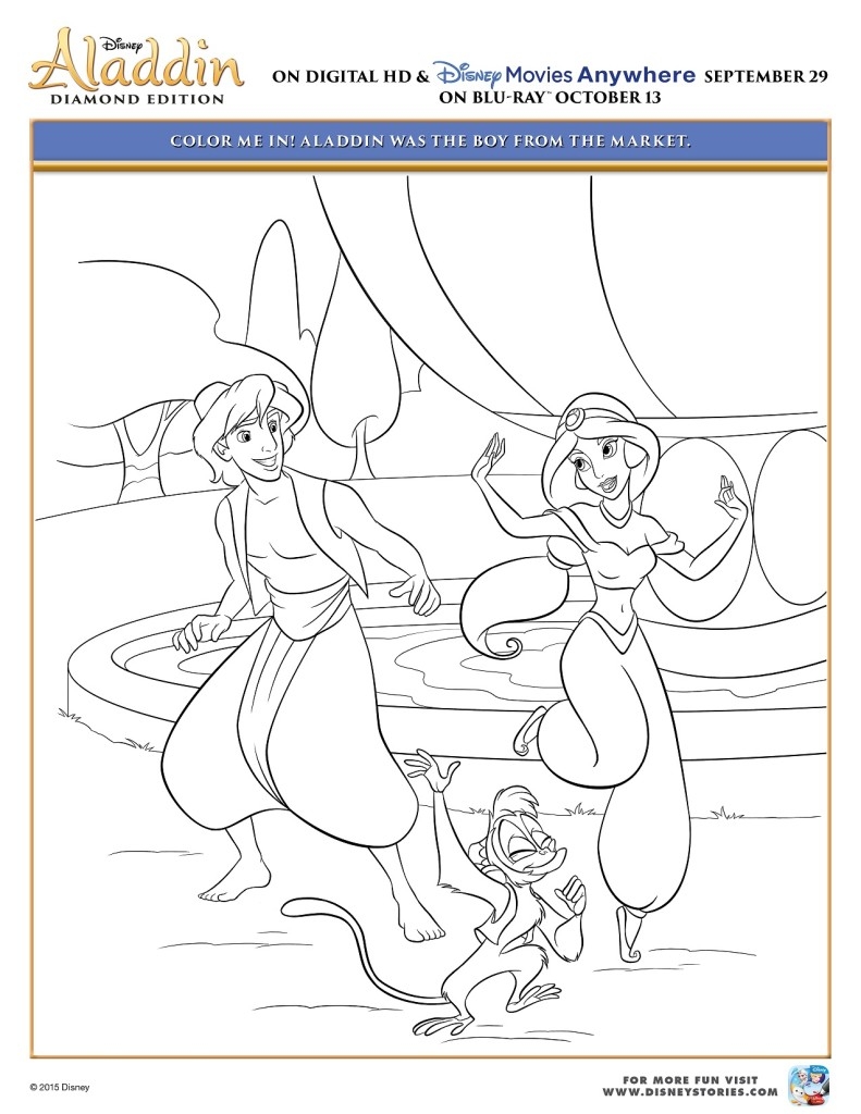 princess jasmine and aladdin coloring pages