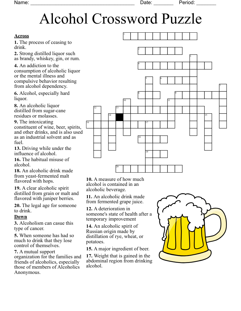 Alcohol Crossword WordMint Alcohol Crossword WordMint