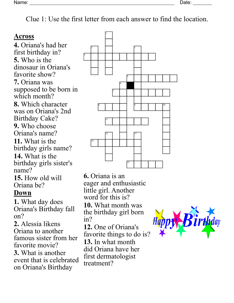 All About Me 3 Crossword WordMint All About Me 3 Crossword WordMint