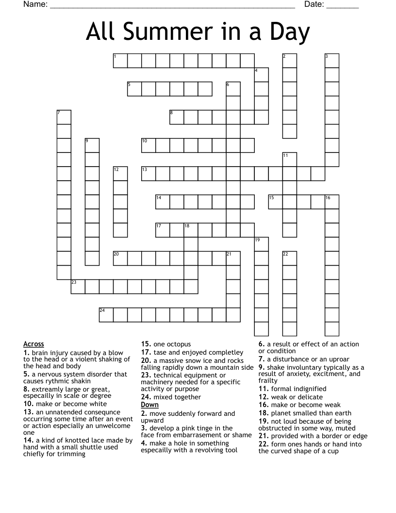 All Summer In A Day Crossword WordMint All Summer In A Day Crossword WordMint