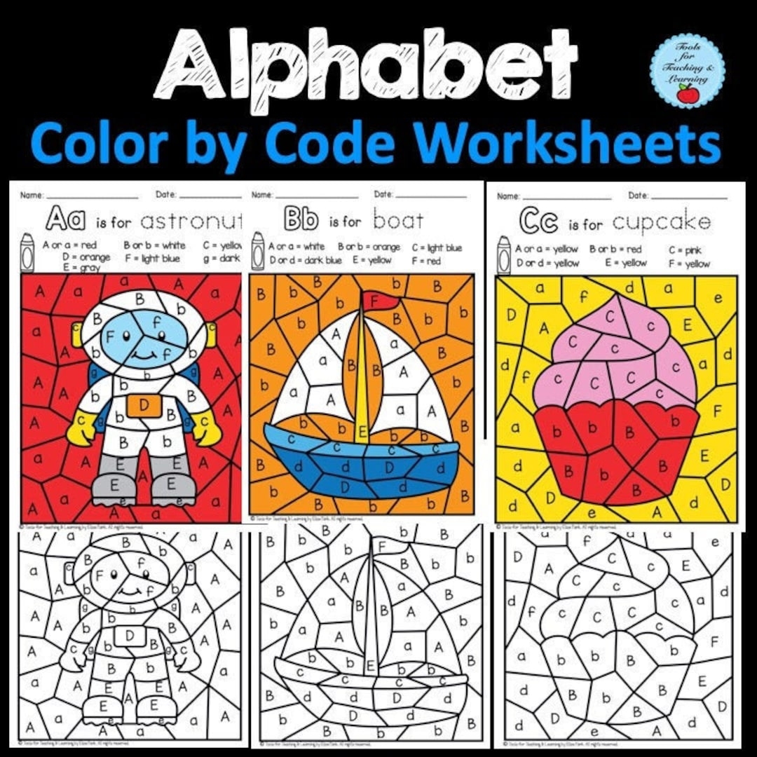 Alphabet Color By Code Worksheets Etsy