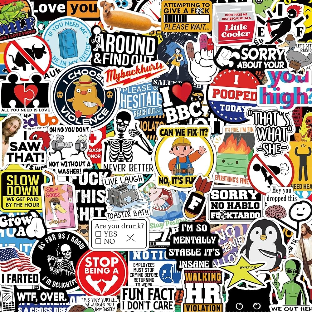 Amazon 200pcs Funny Stickers For Adults Prank Meme Dirty Hilarious Sticker Pack For Laptop Hard Hat Work Water Bottles Computers Vinyl Waterproof Decals 200 Electronics Amazon 200pcs Funny Stickers For Adults Prank Meme Dirty Hilarious Sticker Pack For Laptop Hard Hat Work Water Bottles Computers Vinyl Waterproof Decals 200 Electronics