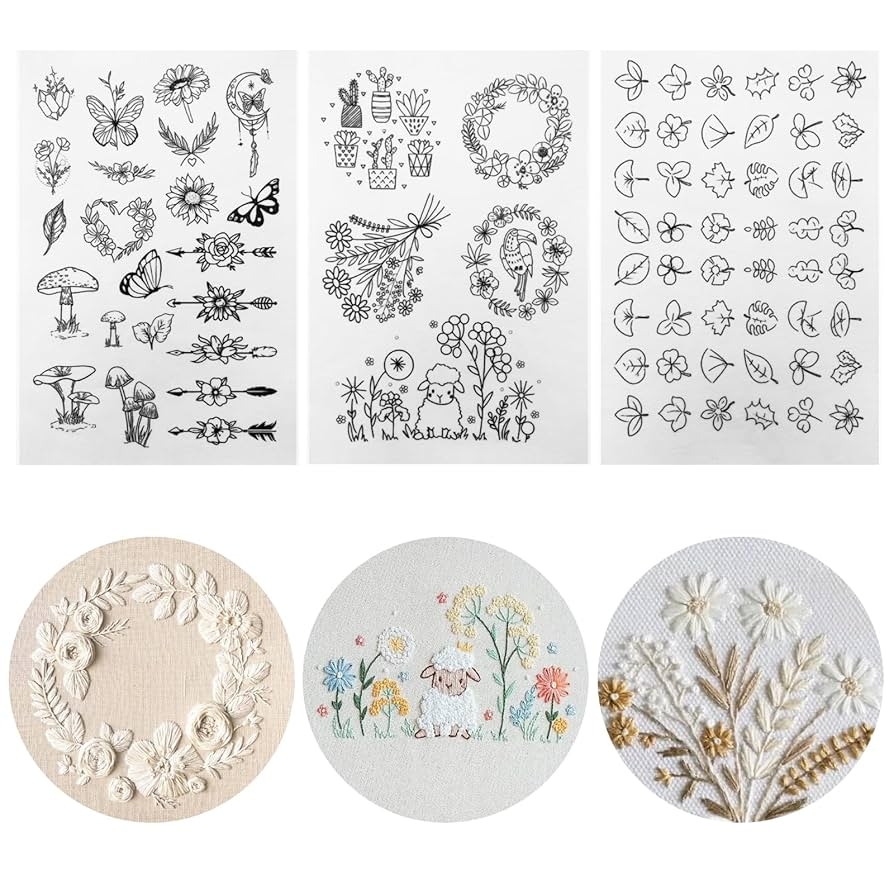 Amazon 75 Pcs Stick And Stitch Embroidery Paper Designs 3 Sheets A4 Water Soluble Stabilizer For Embroidery Patterns Adhesive Embroidery Transfer Paper With Pre Printed Flower Leave Butterfly For Hand Sewing Amazon 75 Pcs Stick And Stitch Embroidery Paper Designs 3 Sheets A4 Water Soluble Stabilizer For Embroidery Patterns Adhesive Embroidery Transfer Paper With Pre Printed Flower Leave Butterfly For Hand Sewing