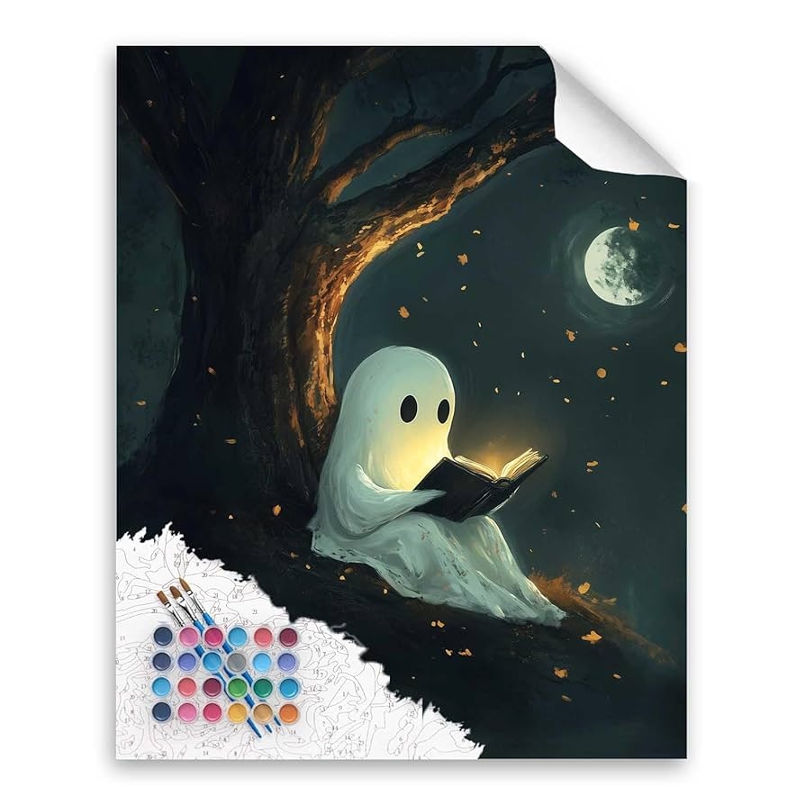 Amazon Cawpom Halloween Paint By Numbers Cute Ghost Under The Trees Paint By Numbers For Adults Funny Ghost Reading Acrylic Painting Home Library Reading Room Decor Moon Night 16x20inch No Frame Amazon Cawpom Halloween Paint By Numbers Cute Ghost Under The Trees Paint By Numbers For Adults Funny Ghost Reading Acrylic Painting Home Library Reading Room Decor Moon Night 16x20inch No Frame