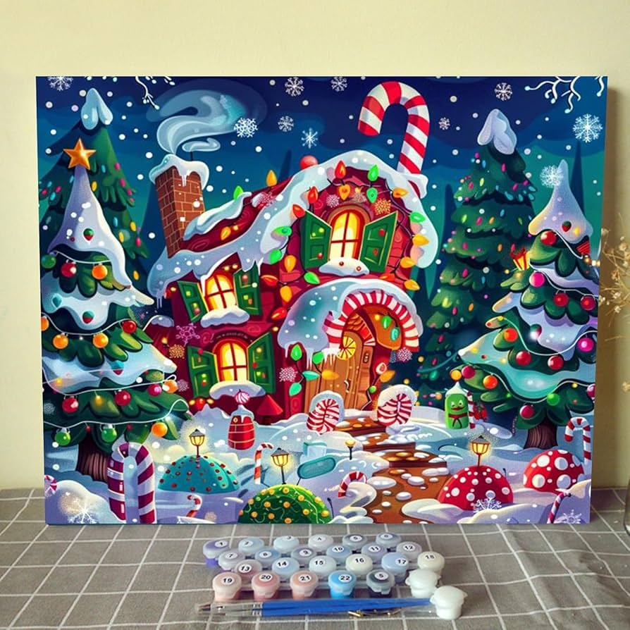 Amazon Christmas Candy House DIY Paint By Numbers For Adults Winter Snow Xmas Landscape DIY Oil Painting Acrylic Paint Art Painting Kits Canvas With Acrylic Paints Cute Holiday Art 16x20 Inch without Frame Amazon Christmas Candy House DIY Paint By Numbers For Adults Winter Snow Xmas Landscape DIY Oil Painting Acrylic Paint Art Painting Kits Canvas With Acrylic Paints Cute Holiday Art 16x20 Inch without Frame