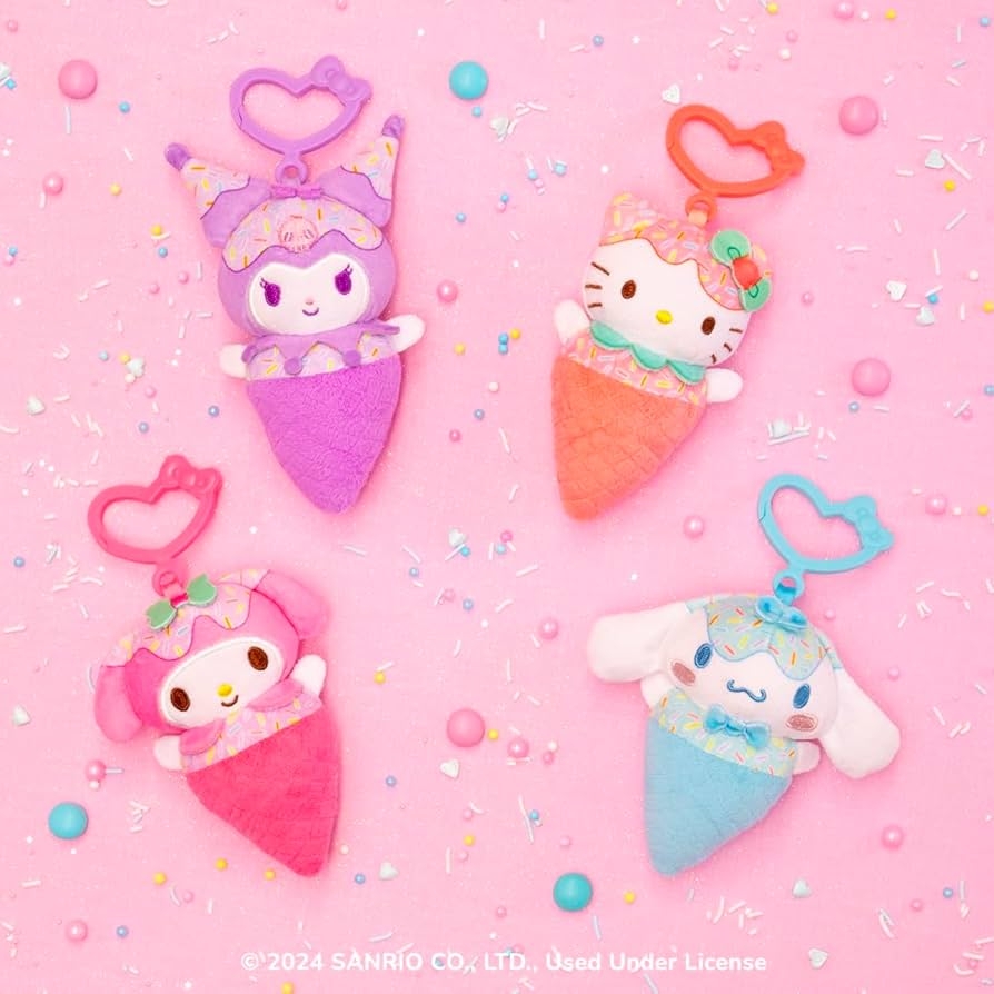 Amazon Hello Kitty And Friends 4 Pack Ice Cream Clip On Plush Featuring Hello Kitty Kuromi My Melody And Cinnamoroll With Unique Bow Clips Toys Games Amazon Hello Kitty And Friends 4 Pack Ice Cream Clip On Plush Featuring Hello Kitty Kuromi My Melody And Cinnamoroll With Unique Bow Clips Toys Games