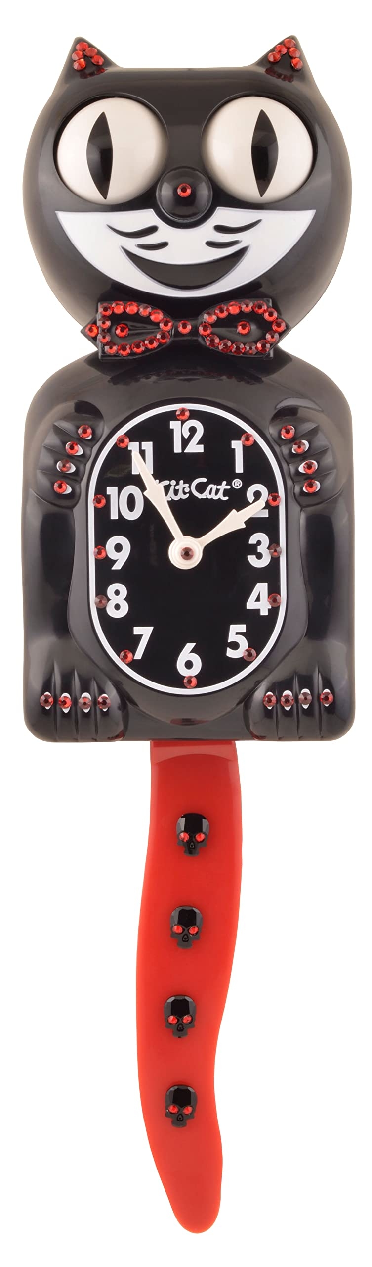Amazon Kit Cat Klock Limited Edition Skull Redtail Bow Jeweled Clock Home Kitchen