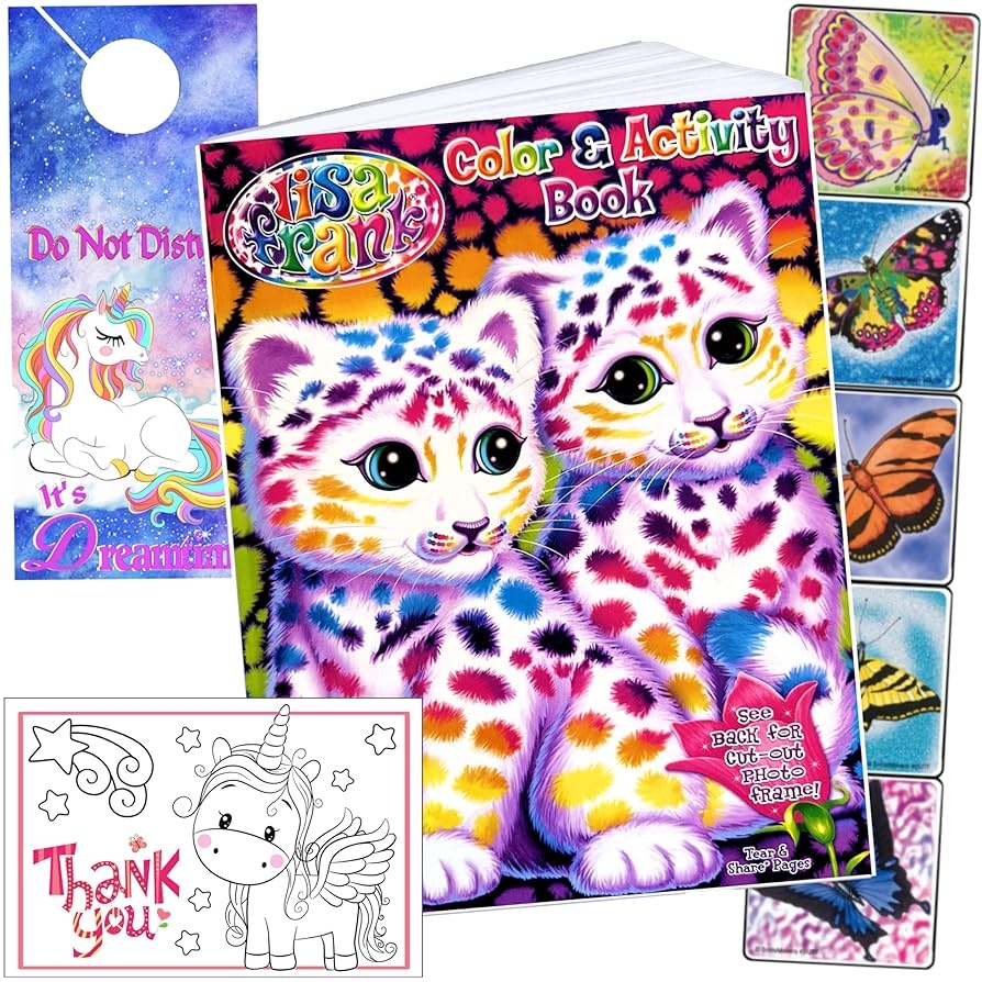 Amazon Lisa Frank Coloring Book And Stickers Activity Set With Lisa Frank Coloring Book Stickers And More Toys Games