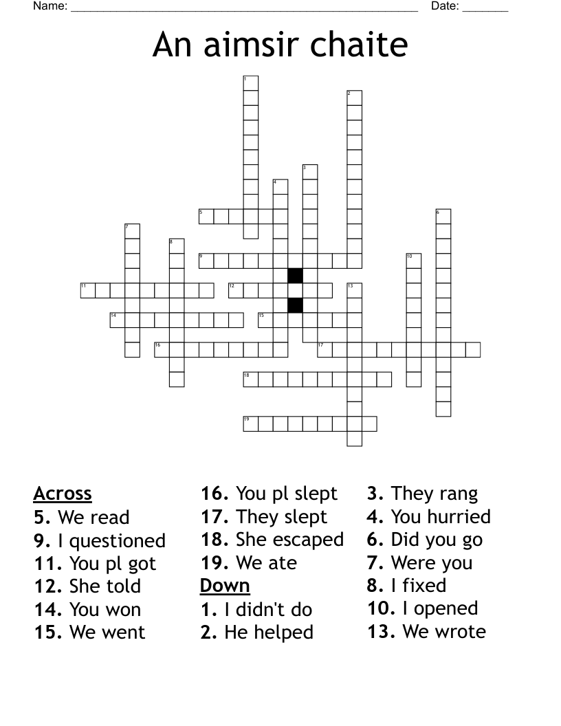 An Aimsir Chaite Crossword WordMint An Aimsir Chaite Crossword WordMint